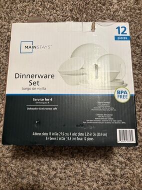 Mainstays White Dinnerware Set - 12-Piece Service for 4